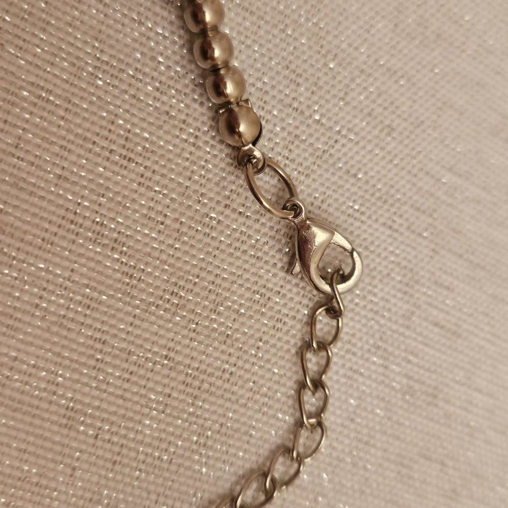 Silver Beaded Statement Necklace - image 3